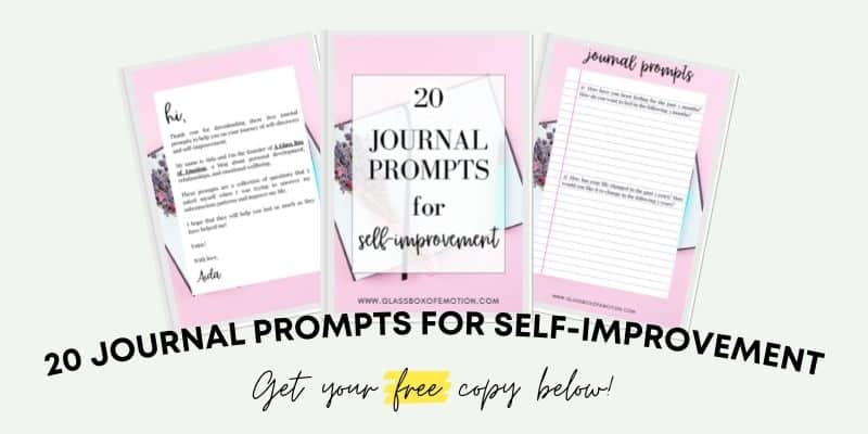 illustration of self-improvement journal prompts