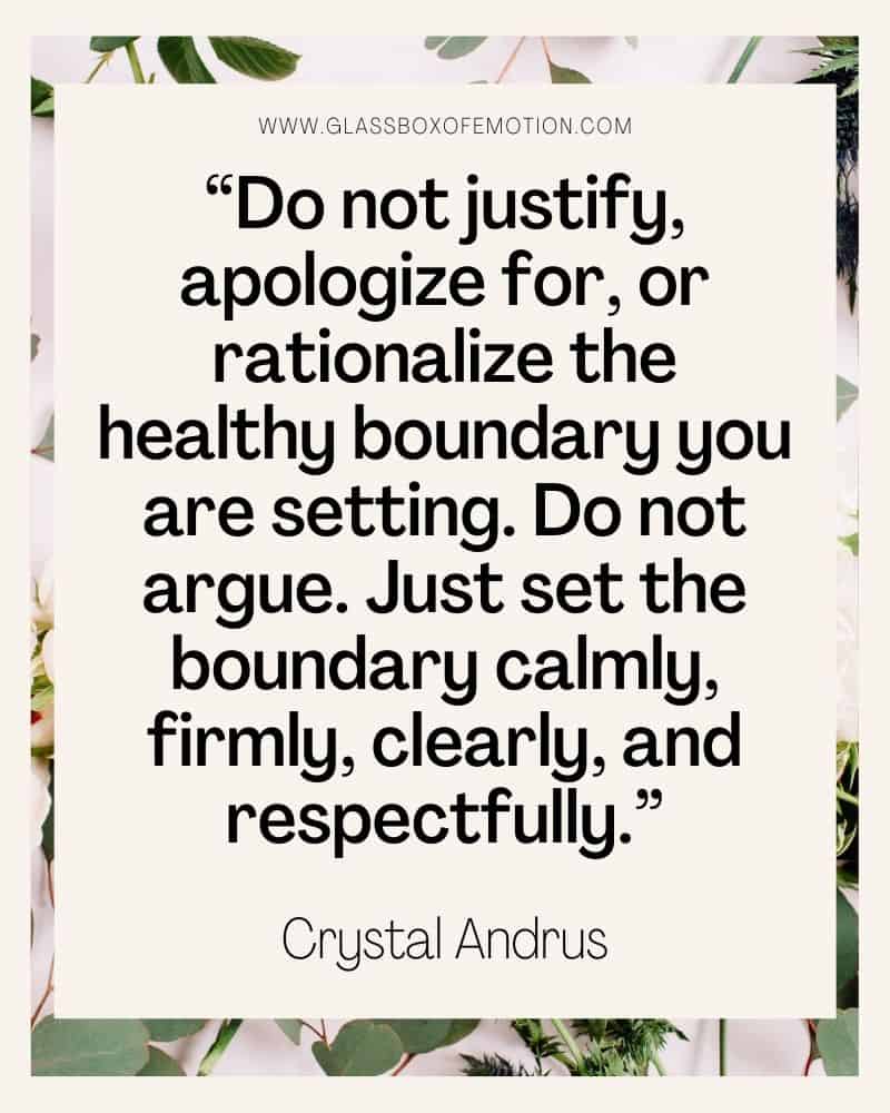 Crystal Andrus quote about setting healthy boundaries