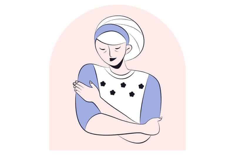 an illustration of a woman giving herself a hug