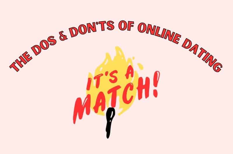 an image with a sign that says the dos and don'ts of online dating